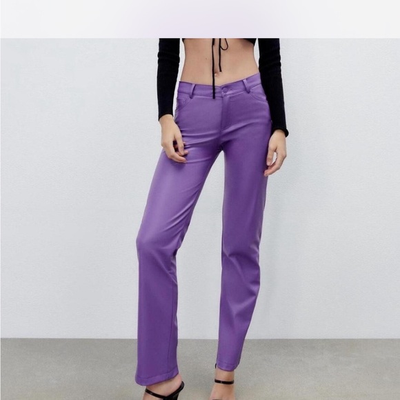 Zara Pants - Purple Faux Leather Pants